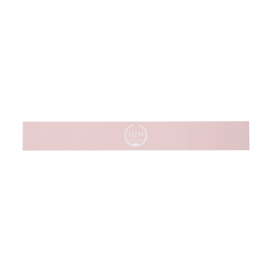 Simple Pale Rose Pink Monogram Invitation Uitnodigingen Wikkel (Vlak)