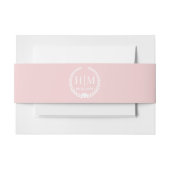 Simple Pale Rose Pink Monogram Invitation Uitnodigingen Wikkel (Voorkant Voorbeeld)