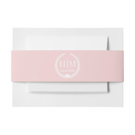 Simple Pale Rose Pink Monogram Invitation Uitnodigingen Wikkel