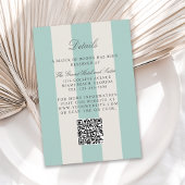 Simple Pale Teal Cabana Stripes Wedding Details Informatiekaartje