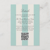 Simple Pale Teal Cabana Stripes Wedding Details Informatiekaartje (Voorkant)