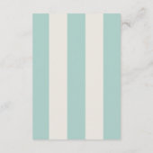 Simple Pale Teal Cabana Stripes Wedding Details Informatiekaartje (Achterkant)