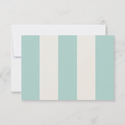 Simple Pale Teal Cabana Stripes Wedding RSVP (Achterkant)