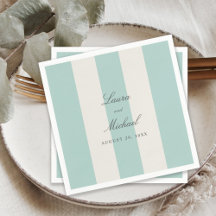 Simple Pale Teal Cabana Stripes Wedding
