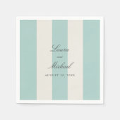 Simple Pale Teal Cabana Stripes Wedding Servet (Voorkant)