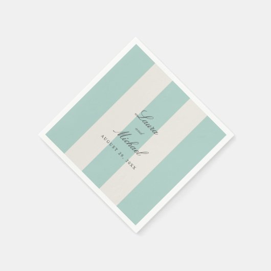 Simple Pale Teal Cabana Stripes Wedding Servet (Hoek)