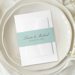 Simple Pale Teal Personalized Wedding Uitnodigingen Wikkel