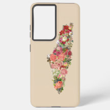 Simple Palestine Map Floral Samsung Galaxy Hoesje