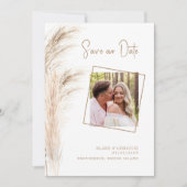 Simple Pampas Foliage Photo Weddenschap Save The Date (Voorkant)