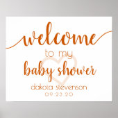 Simple Party Welcome | Fall Orange Heart Editable Poster (Voorkant)
