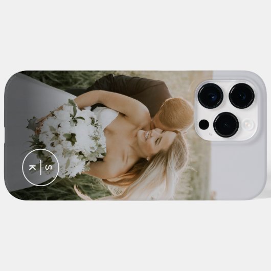 Simple Pas getrouwd Wedding Photo Monogram Name Case-Mate iPhone Case (Achterkant (horizontaal))