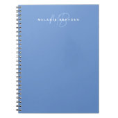 Simple Pastel Blue Minimalist Two Monogram Name Notitieboek (Voorkant)