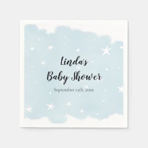 Simple Pastel Blue Waterverf Star Pattern Party Servet
