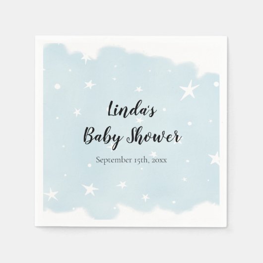 Simple Pastel Blue Waterverf Star Pattern Party Servet (Voorkant)