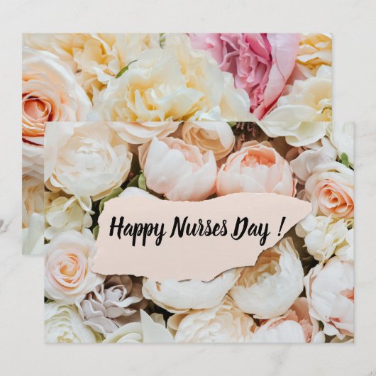 Simple Pastel Floral Happy Nurses Day Feestdagenkaart (Voorkant / Achterkant)