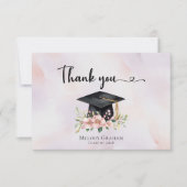 Simple Pastel Graduate Cap Flowers Graduation Bedankkaart (Voorkant)
