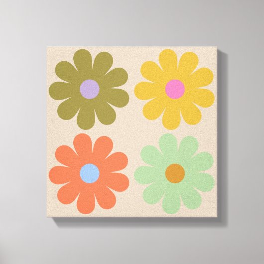 Simple Pastel Vintage Flower Pattern Canvas Afdruk (Voorkant)