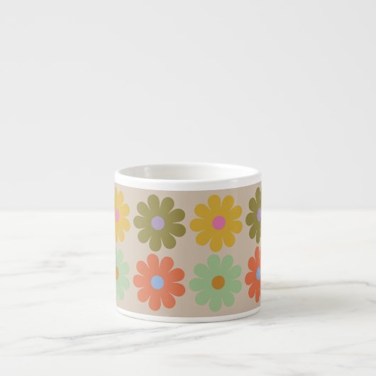 Simple Pastel Vintage Flower Pattern Espresso Kop (Voorkant)