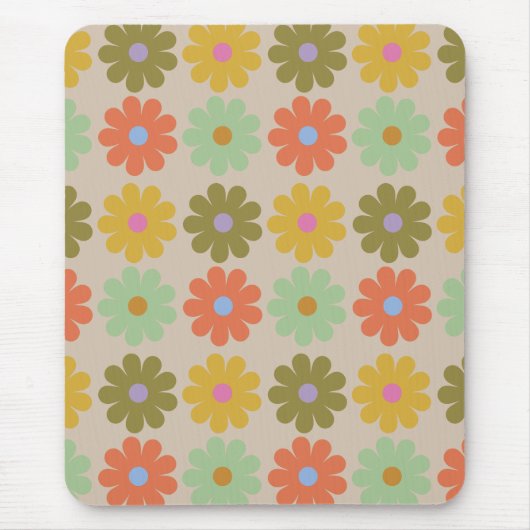 Simple Pastel Vintage Flower Pattern Muismat (Voorkant)