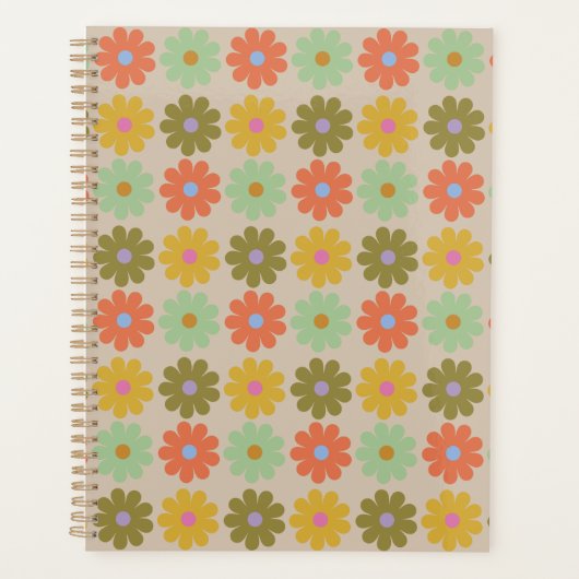 Simple Pastel Vintage Flower Pattern Planner (Voorkant)