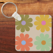Simple Pastel Vintage Flower Pattern Sleutelhanger (Voorkant)