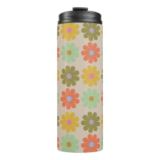 Simple Pastel Vintage Flower Pattern Thermosbeker (Voorkant)