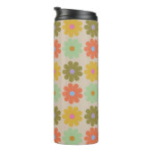 Simple Pastel Vintage Flower Pattern Thermosbeker (Geroteerd rechts)