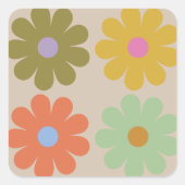Simple Pastel Vintage Flower Pattern Vierkante Sticker (Voorkant)