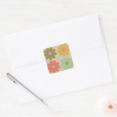 Simple Pastel Vintage Flower Pattern Vierkante Sticker (Envelop)