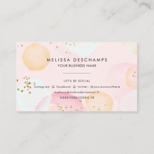 Simple Pastel Waterverf Splash Visitekaartje (Achterkant)