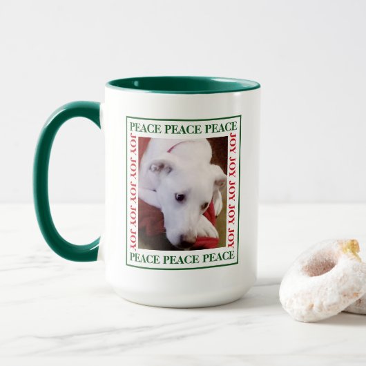 Simple Peace and Joy Picture Frame Cute Dog Photo Mok (Met donut)