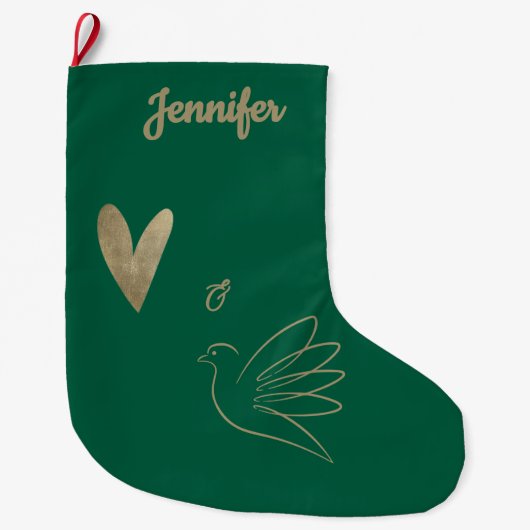 Simple Peace & Love Dove Photo Christmas Card Grote Kerstsok (Voorkant)