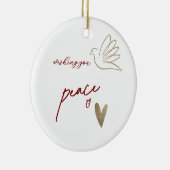 Simple Peace & Love Dove Photo Christmas Card Keramisch Ornament (Rechts)
