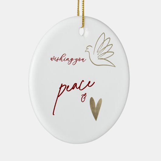 Simple Peace & Love Dove Photo Christmas Card Keramisch Ornament (Rechts)