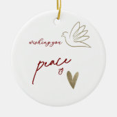 Simple Peace & Love Dove Photo Christmas Card Keramisch Ornament (Voorkant)