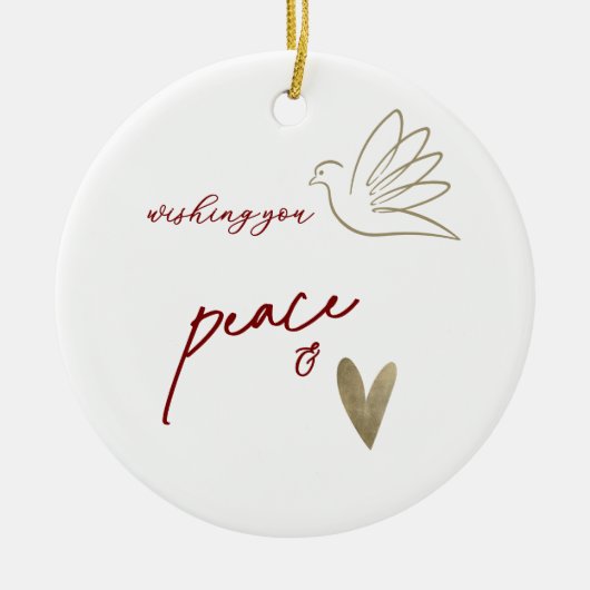 Simple Peace & Love Dove Photo Christmas Card Keramisch Ornament (Voorkant)