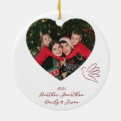Simple Peace & Love Dove Photo Christmas Card Keramisch Ornament (Achterkant)