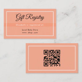 Simple Peach Babyshower QR Registry Enclosure Card Informatiekaartje