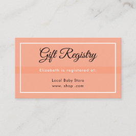 Simple Peach Babyshower Registry Enclosure Card Informatiekaartje