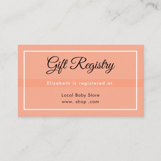 Simple Peach Babyshower Registry Enclosure Card Informatiekaartje (Voorkant)