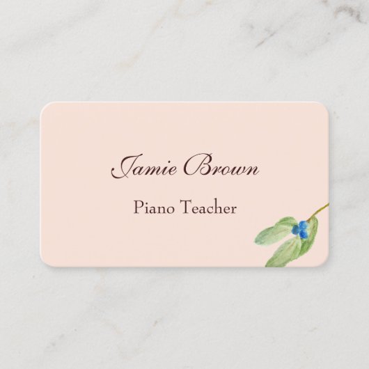 Simple Peach Botanical Blue Berries Visitekaartje (Voorkant)