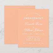 Simple Peach Budget Script Verloving Invitation (Voorkant / Achterkant)