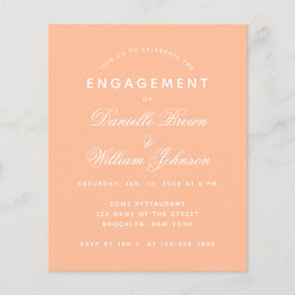 Simple Peach Budget Script Verloving Invitation