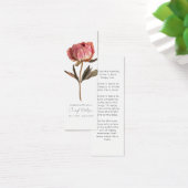 Simple Peony Funeral Memorial Bookmark Mini Visitekaartjes (Bureau)