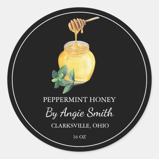 Simple Peppermint Infused Honey Label (Voorkant)