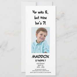 Simple Personal Photo 7th Birthday with QR Code Kaart