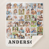 Simple Personalized 36 Photos Collage Cute Family  Sherpa Deken (Voorkant)