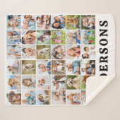 Simple Personalized 36 Photos Collage Cute Family  Sherpa Deken (Voorkant (horizontaal))