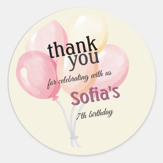 Simple personalized birthday sticker | Balloon (Voorkant)