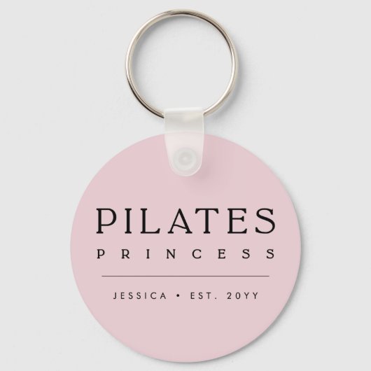 Simple Personalized Blush Pink Pilates Princess Sleutelhanger (Voorkant)